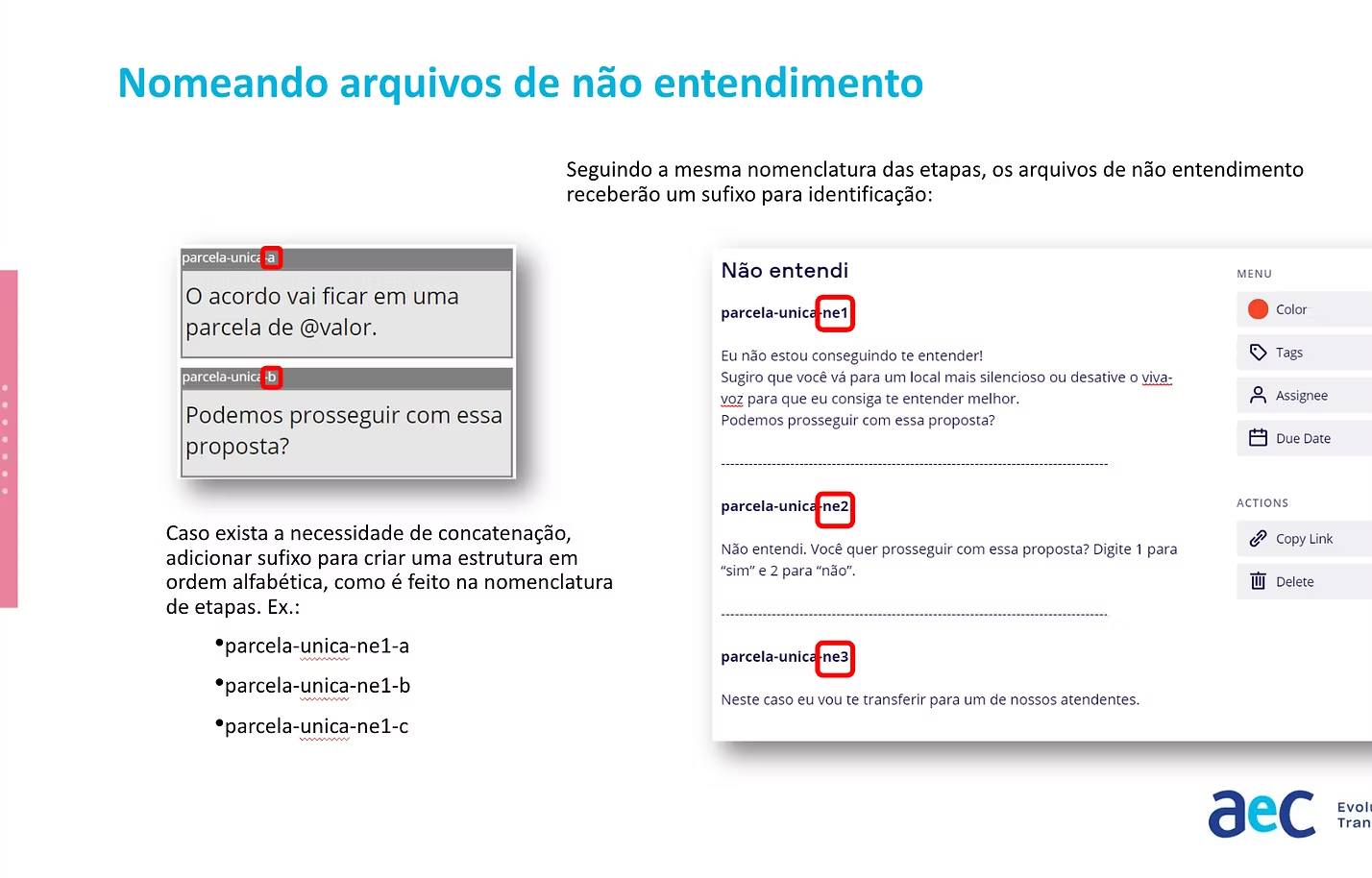 Nomenclatura de arquivos de não entendimento com estrutura padronizada